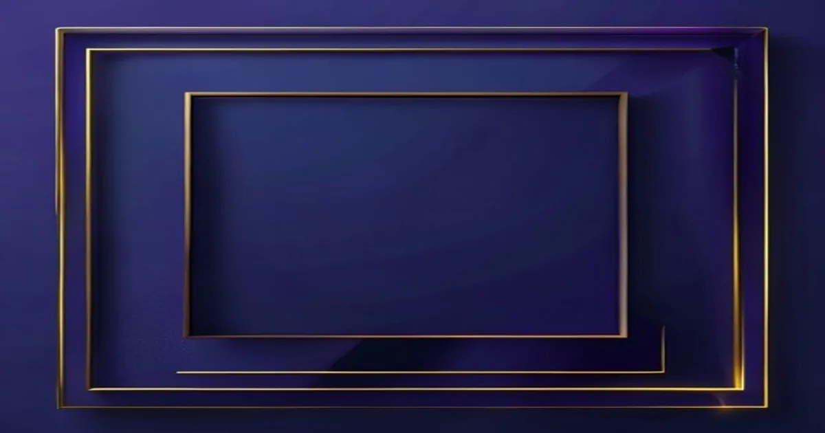 Nested thin gold picture frames on a deep indigo background, suggesting a desktop screen framing a face swap result.